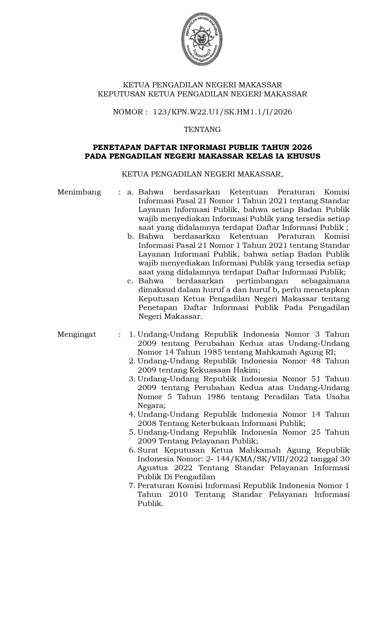 123 SK Penetapan Daftar Informasi Publik TMT Januari 2026 page 0001