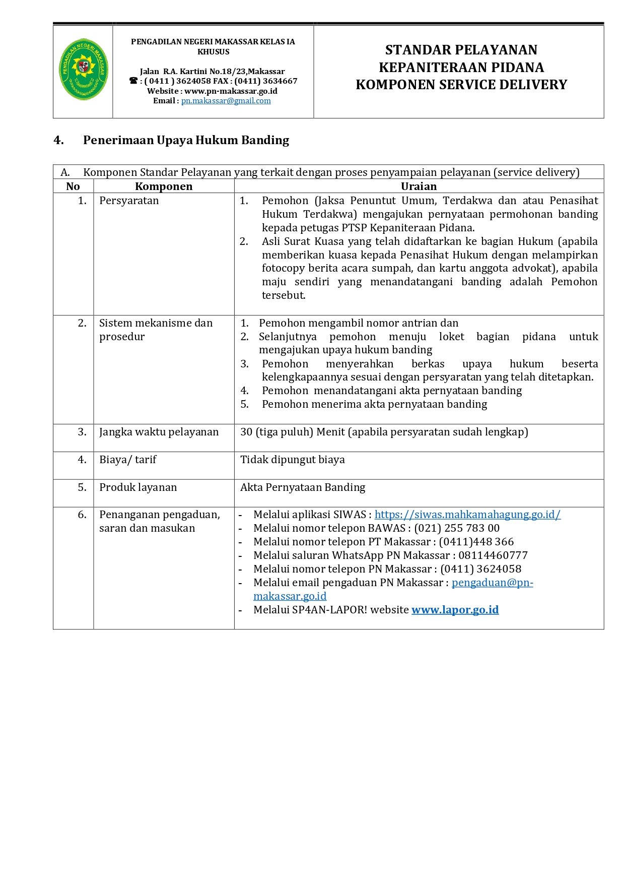 4 Pidana Penerimaan Upaya Hukum Banding