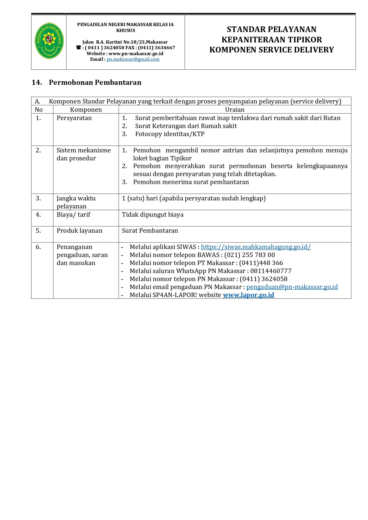 14 Tipikor Permohonan pembantaran