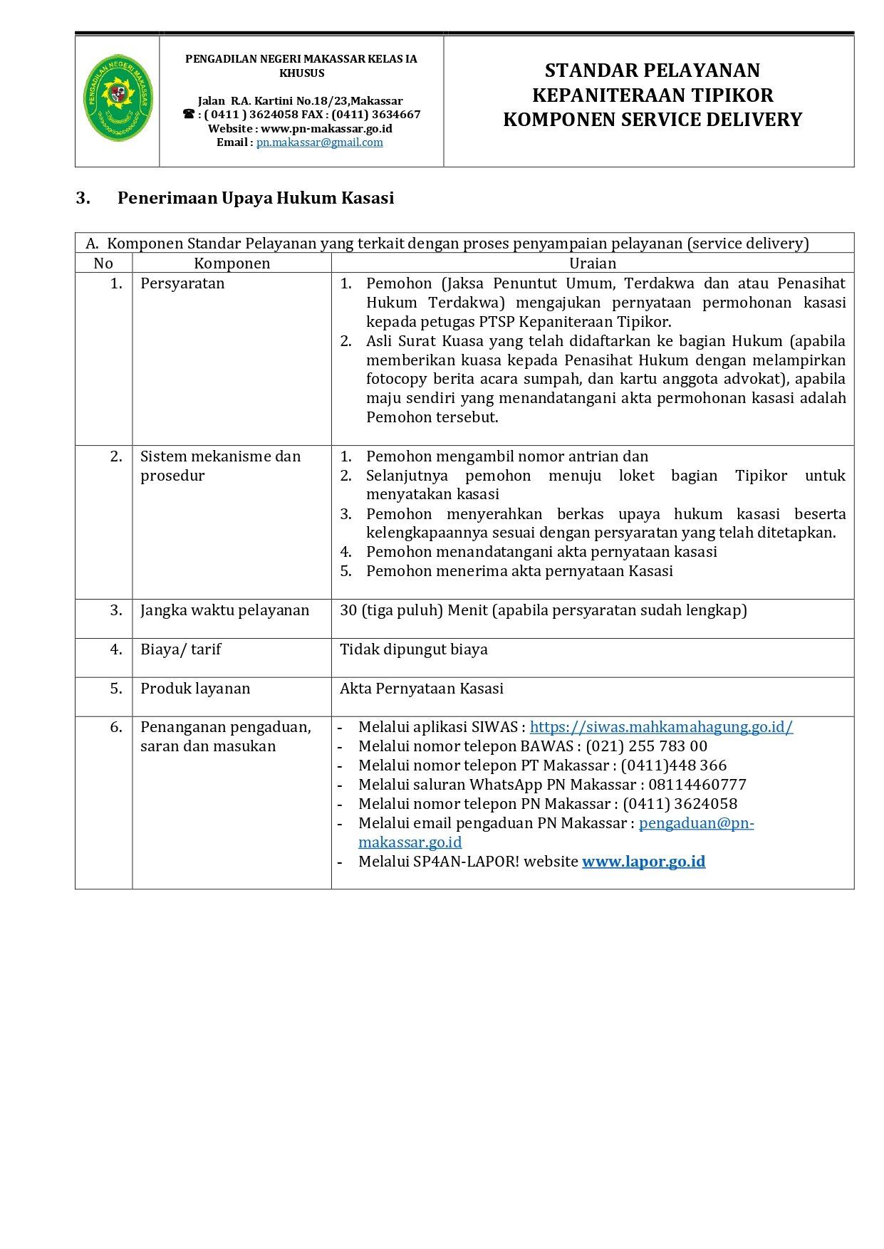 3 Tipikor Penerimaan Upaya hukum kasasi